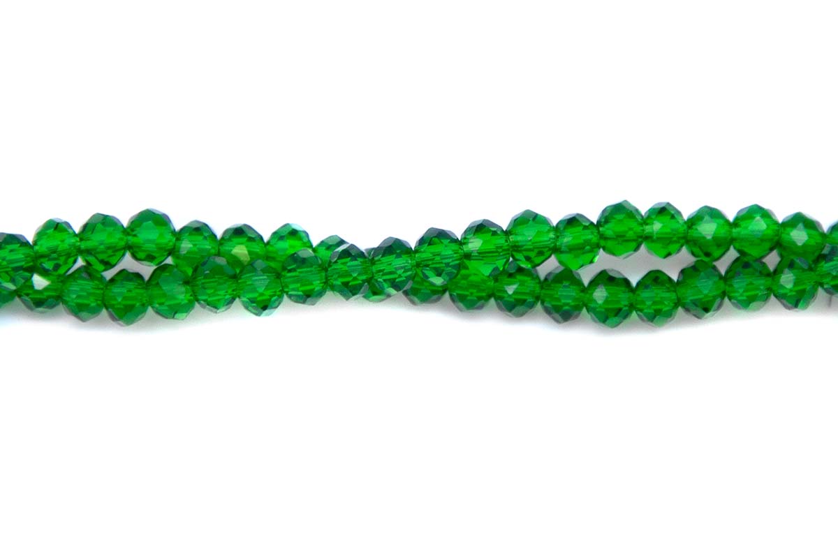 71CD284: Crystal Rondelle Grass Green A A A 3X4MM 16" String