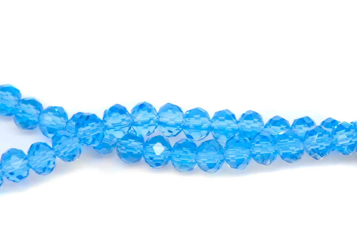 73CD263: Crystal Rondelle Aqua Blue A A A 4X6MM 16" String