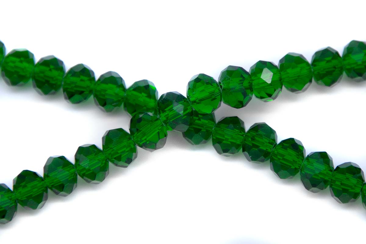 75CD284: Crystal Rondelle Grass Green A A A 6X8MM 16" String