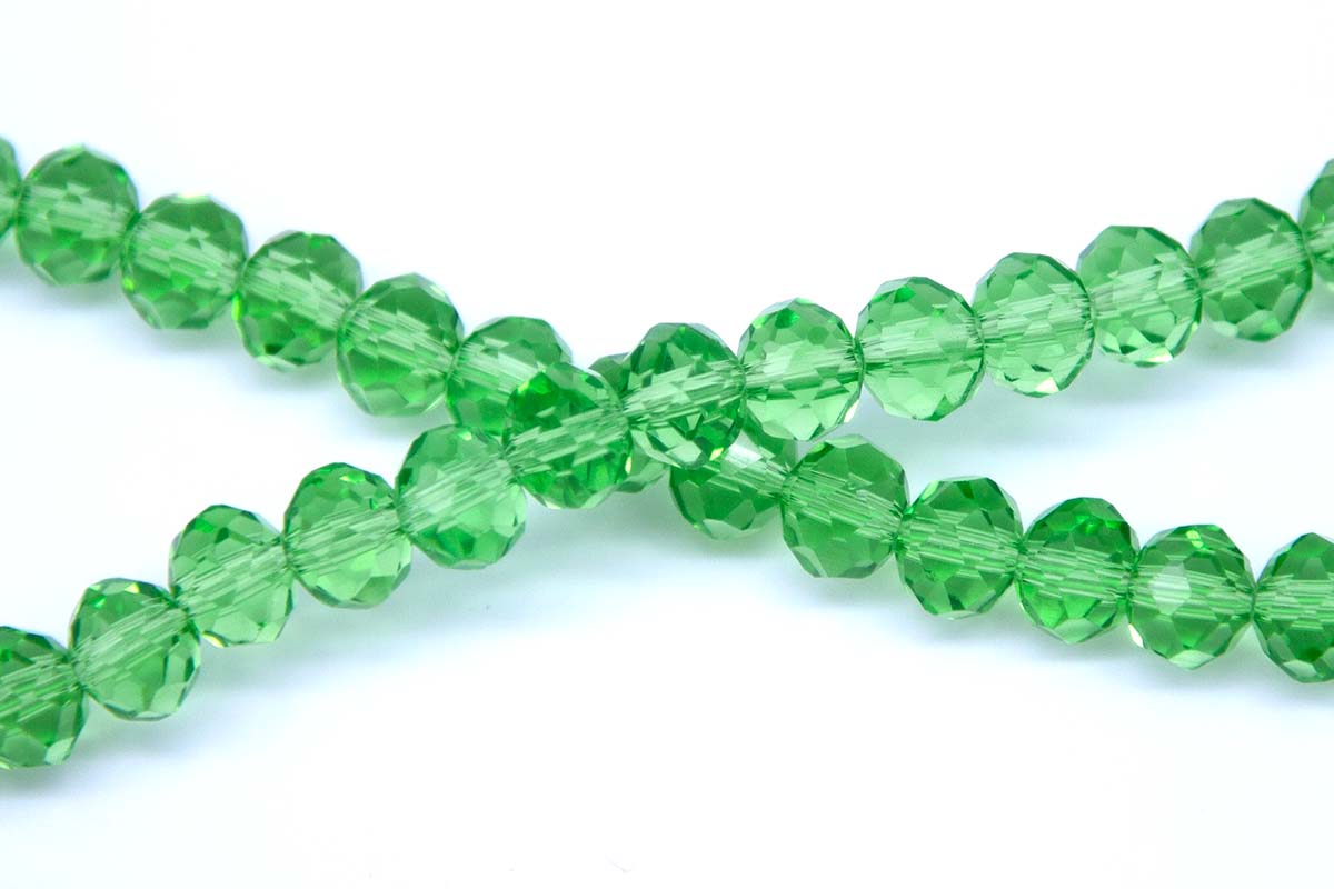 75CD281: Crystal Rondelle Spring Green A A A 6X8MM 16" String