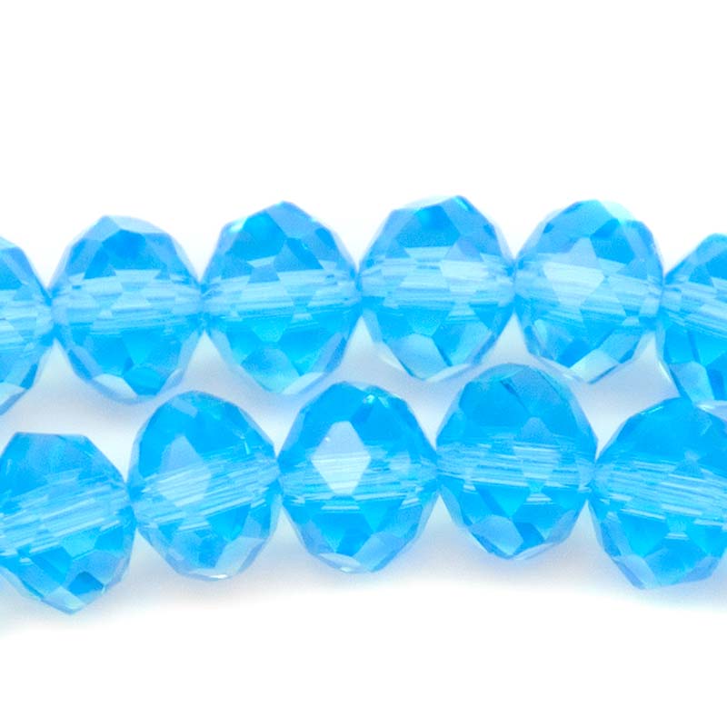 75CD263: Crystal Rondelle Aqua Blue A A A 6X8MM 16" String