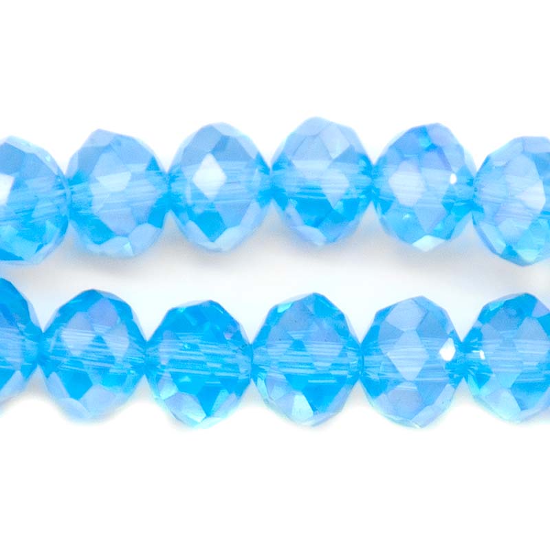 75CD563: Crystal Rondelle Aqua Blue AB A A A 6X8MM 16" String