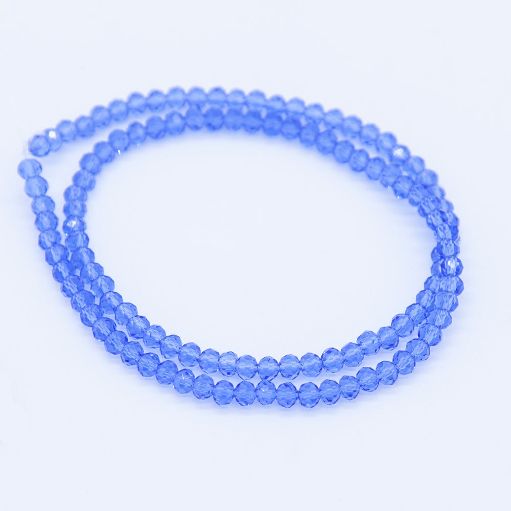 71CD272: Crystal Rondelle Light Sapphire A A A 3X4MM 16" String