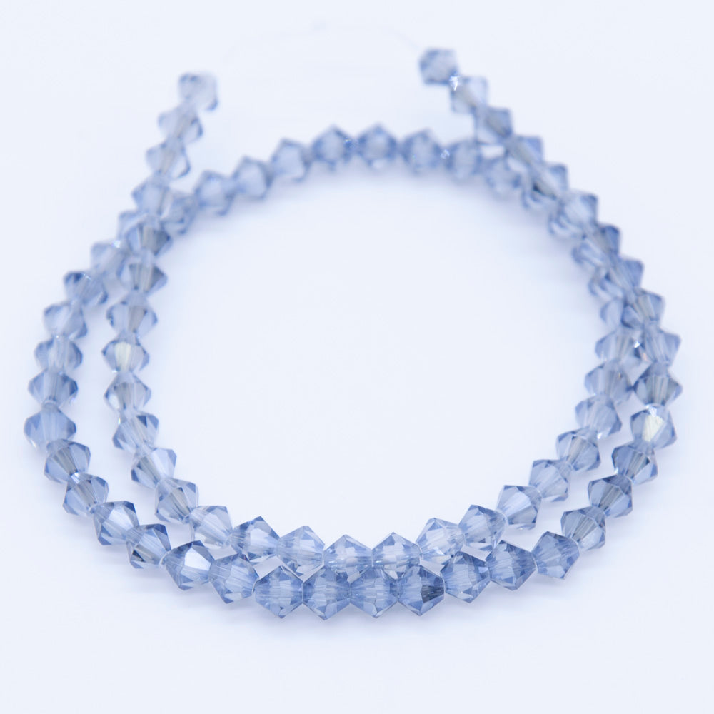 86CD371: Crystal Diamond Blue Luster A A A 6MM 16" String