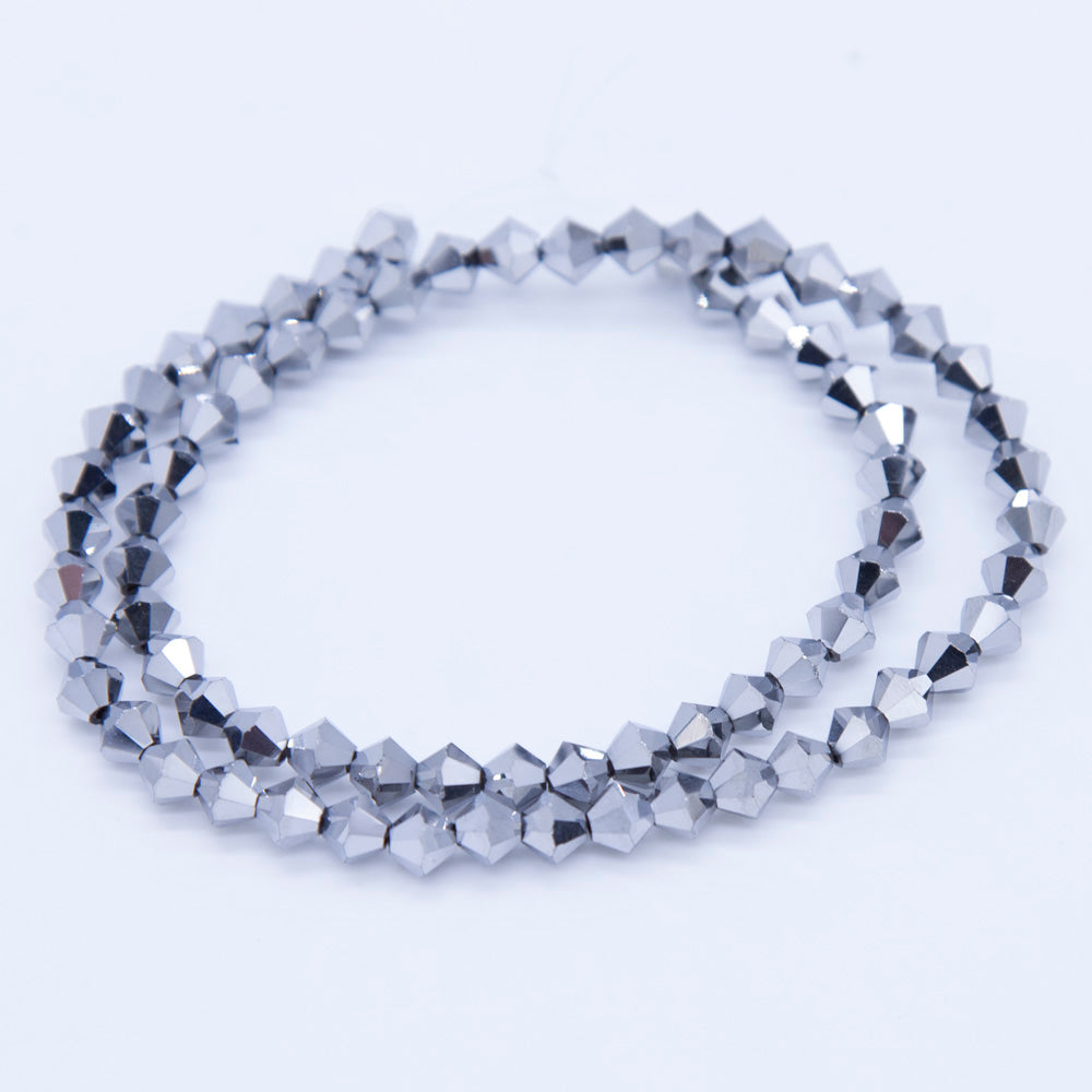 86CD815: Crystal Diamond Metallic Silver A A A 6MM 16" String