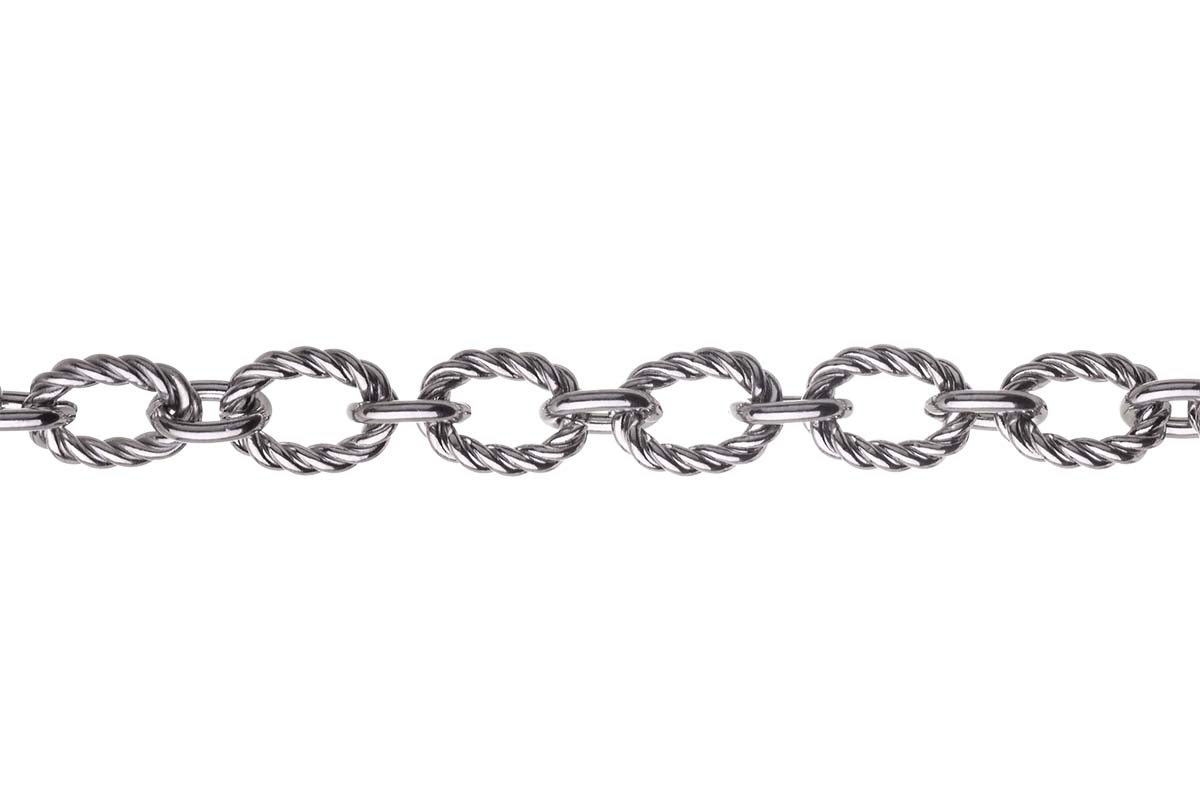 SX74: Stainless Steel Cable Chain Textured Oval  6"