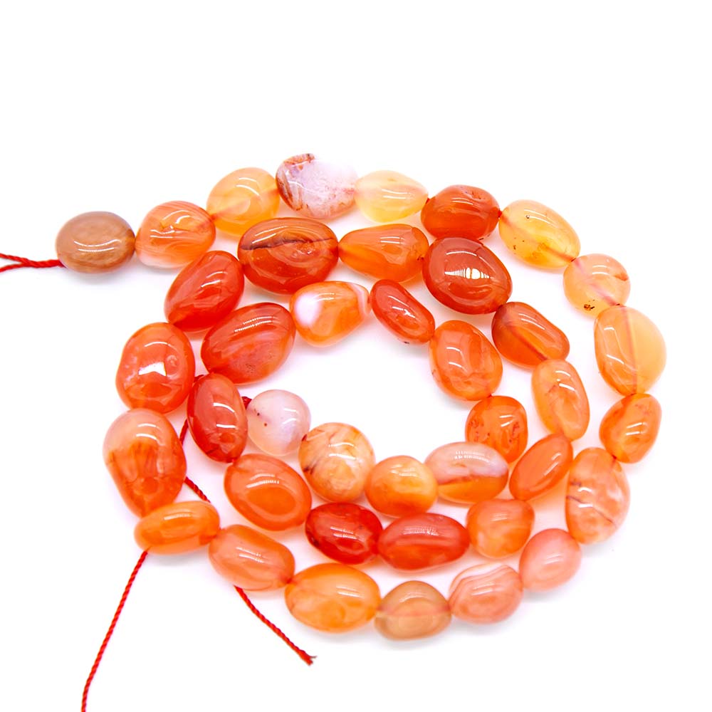 96ST428-BZ: Carnelian From Brazil Pebble 8-10mm 1STR