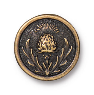 TC6607-AB: TC BUTTON THISTLE ANT BRASS