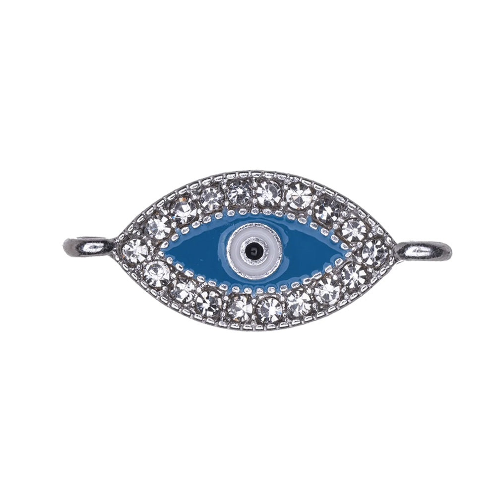 KP165-S: EVIL EYE CHARM/LINK EPOXY W/CUBIC ZIRCONIA 10X24.5 SPL