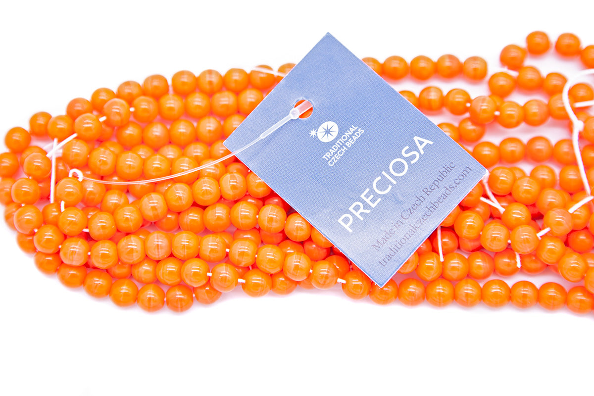 6RD134: Czech Round Opaque Orange 6mm 300 Pieces