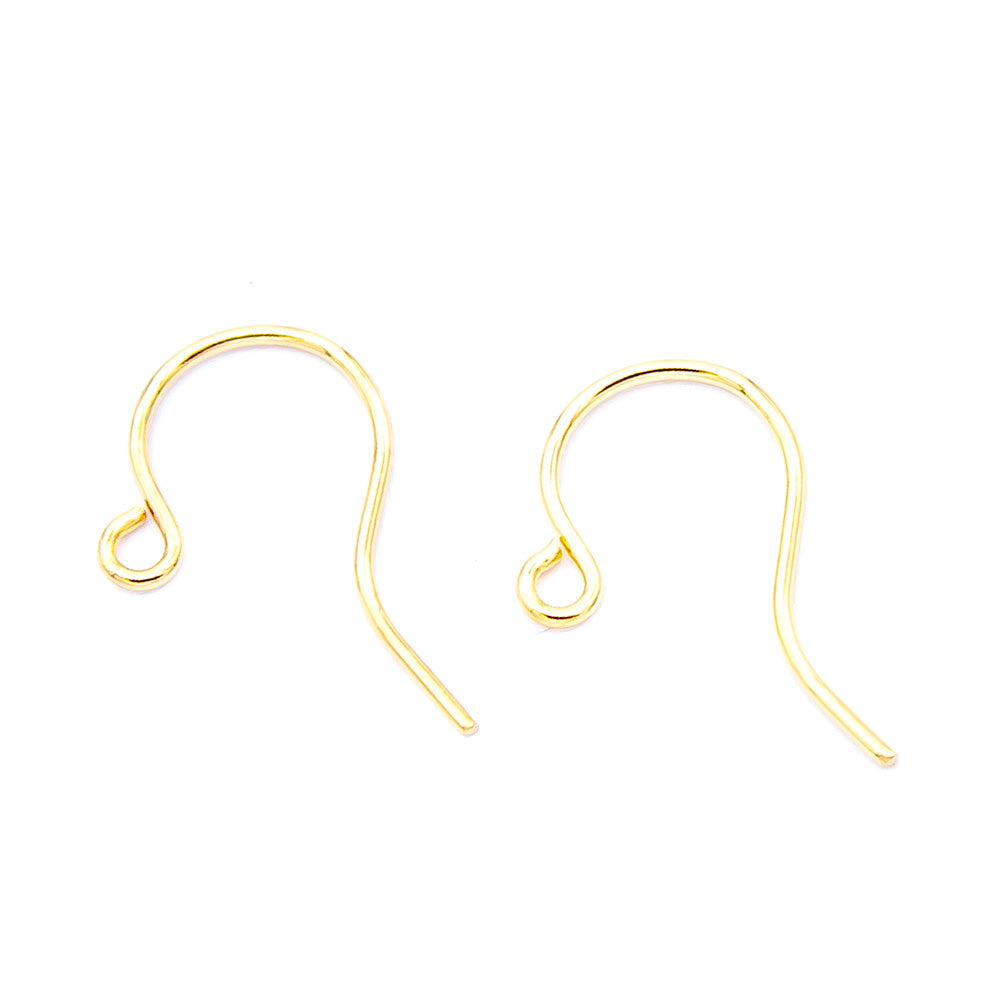 FI42-G: Ear Wire Shepherds Hook Gold Plate 23 Gauge -75 Pairs