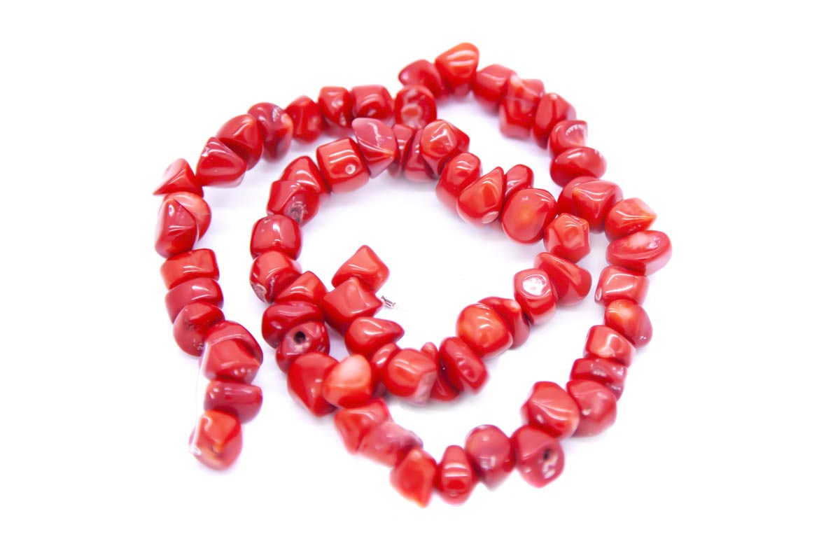 98ST440-15: Red Coral Nuggets 8-15MM 16in ST