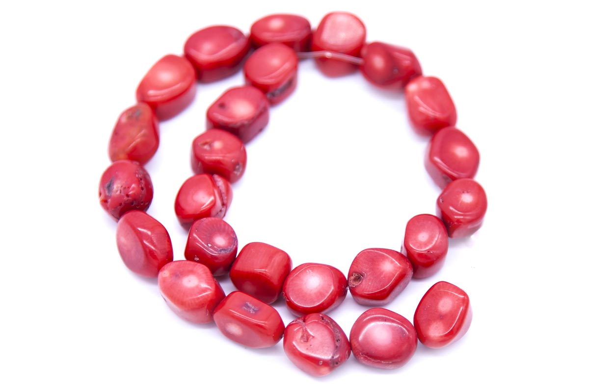 98ST440-13: Red Coral Slices 10-15MM 16in ST