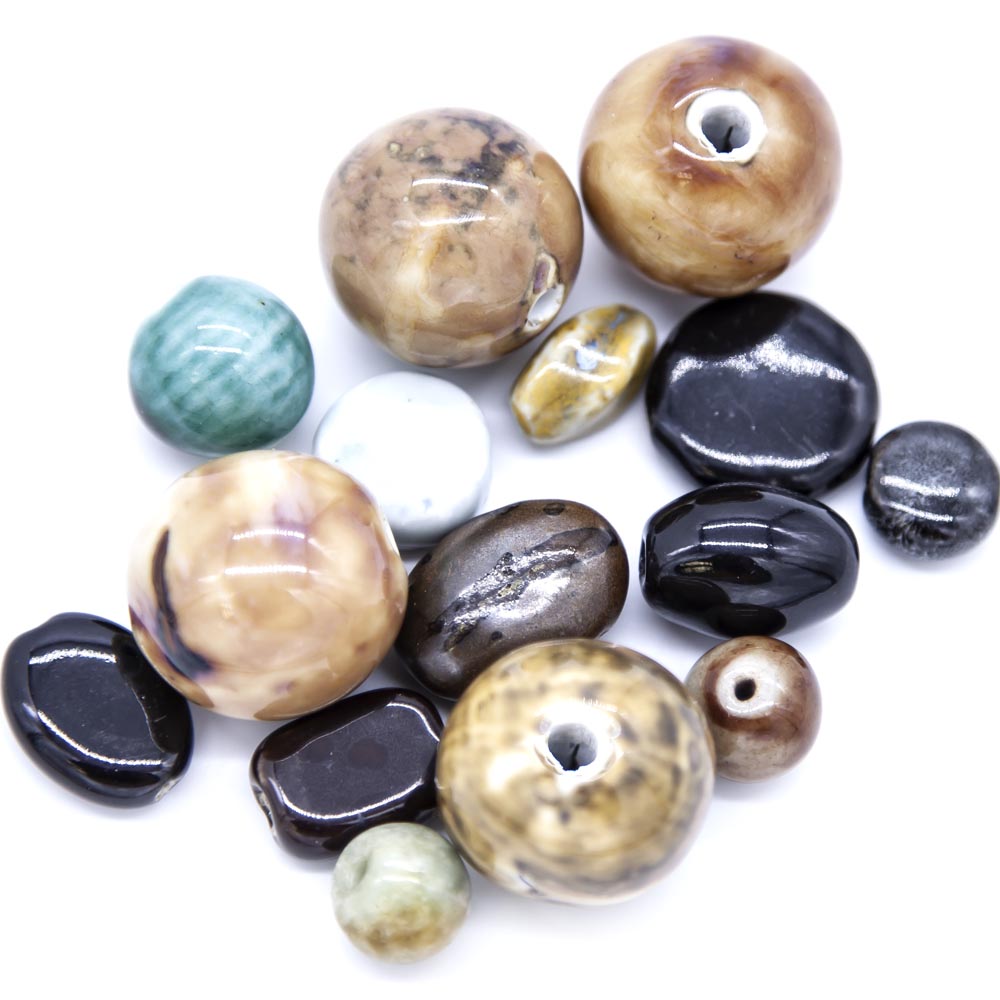 CI9530: Porcelain Bead Assortment 10-25mm 100GM