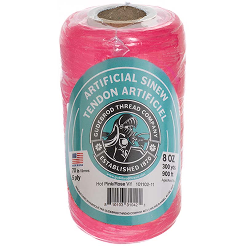 1TS194-800: Artificial Sinew 8OZ 900FT/300YD 5PLY 70LB Hot Pink