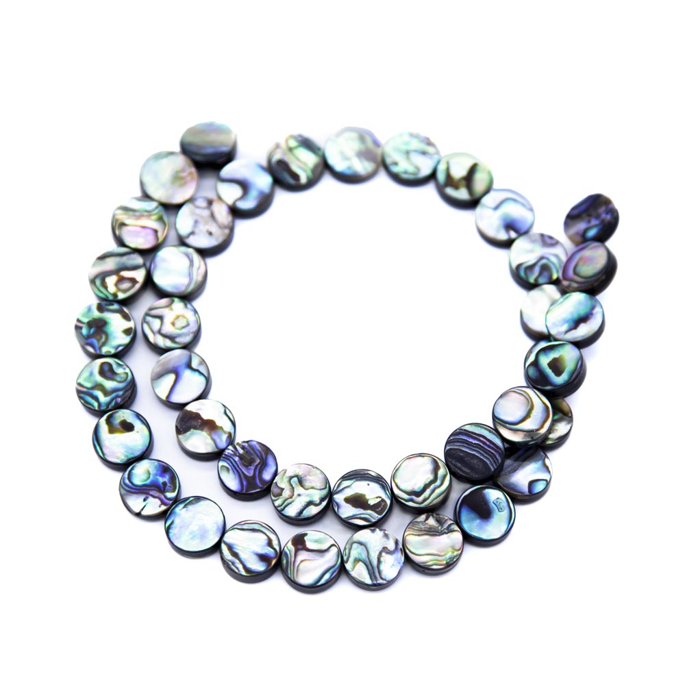 10AB558-F: Abalone Flat Round 10mm 1STR