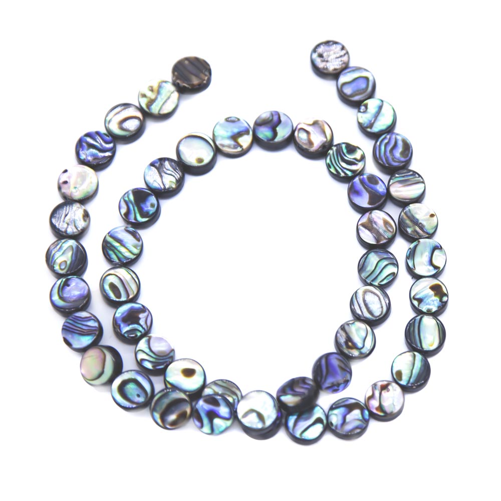 8AB558-F: Abalone Flat Round 8mm 1 STRNG