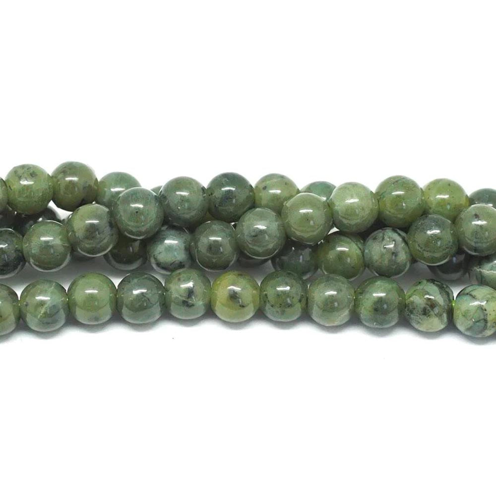 8ST406-LH: Canadian Jade Round 8mm Average 8 Inch St Large Hole