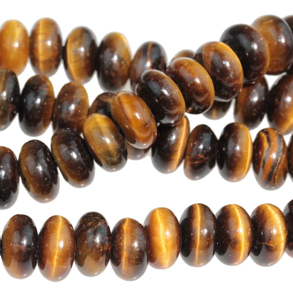 76ST400-LH: Tiger Eye Rondelle 8mm Lg Hole 8In ST