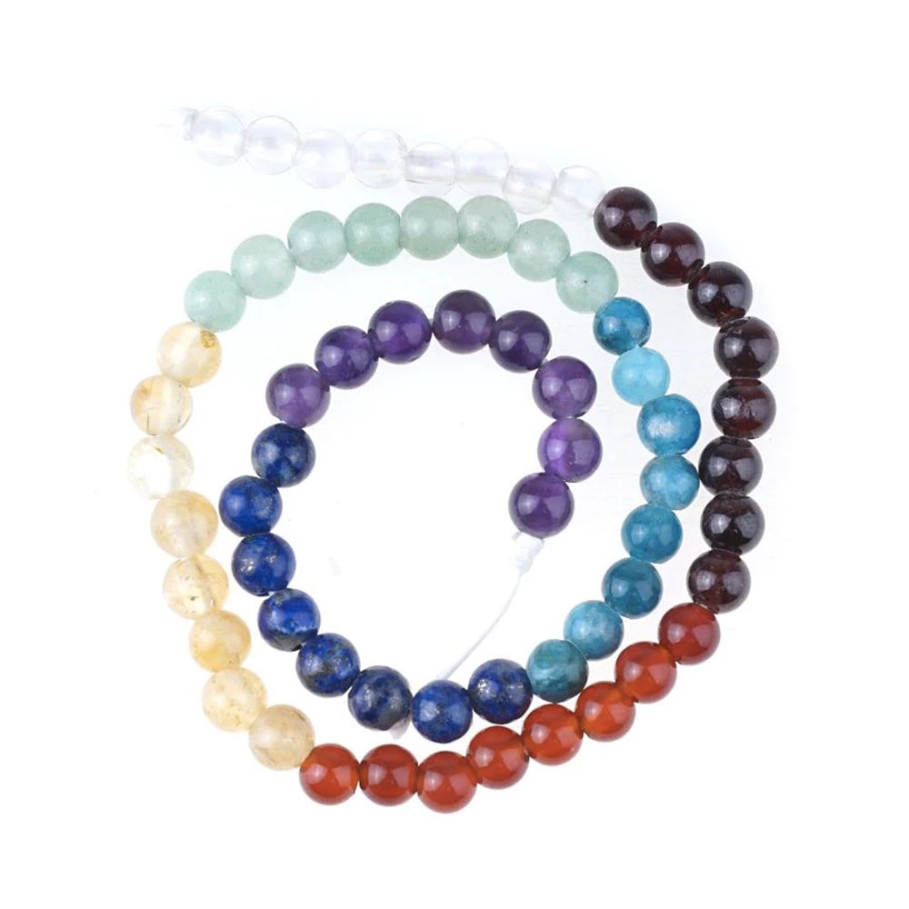 6ST525-CL: Chakra Banded Mixed Stone Round 6mm Large Hole