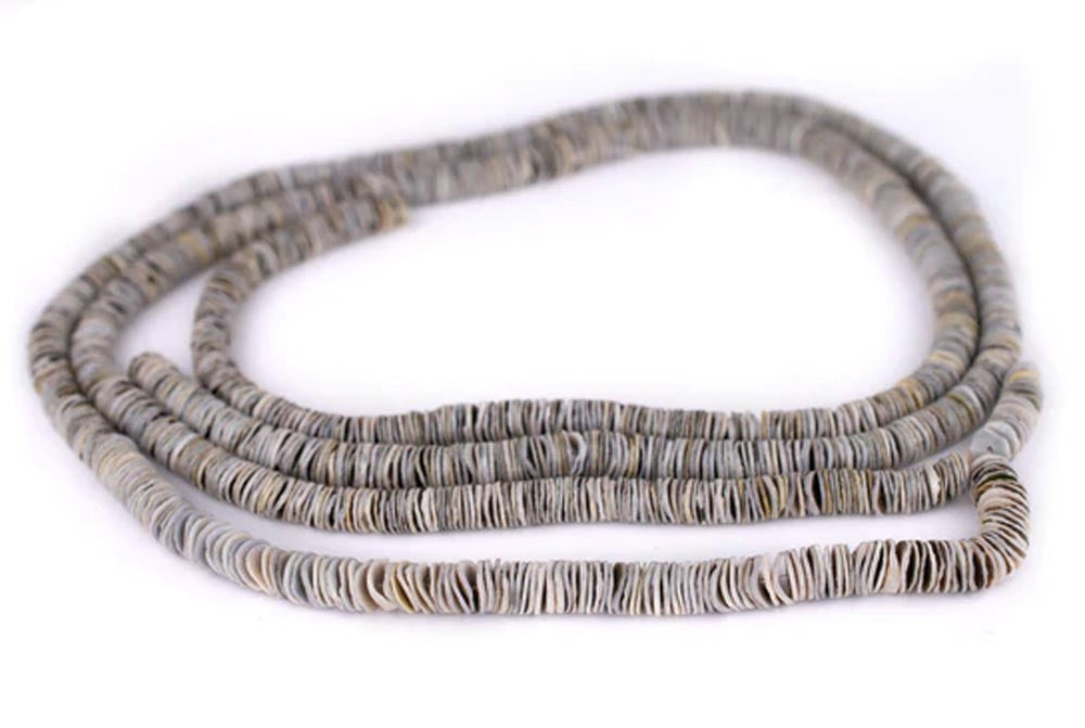 GA283-SHL: Shell Heishi Beads Grey 7-8mm 24"