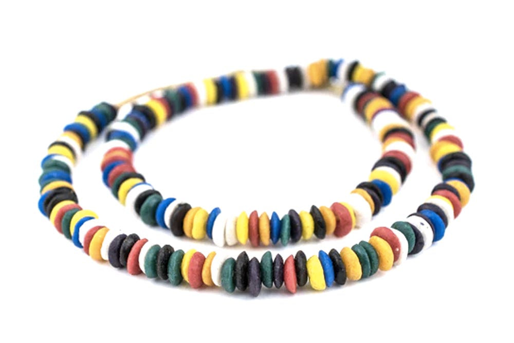 GA177-ASH: Rainbow Medley Ashanti Glass Saucer Beads 8mm