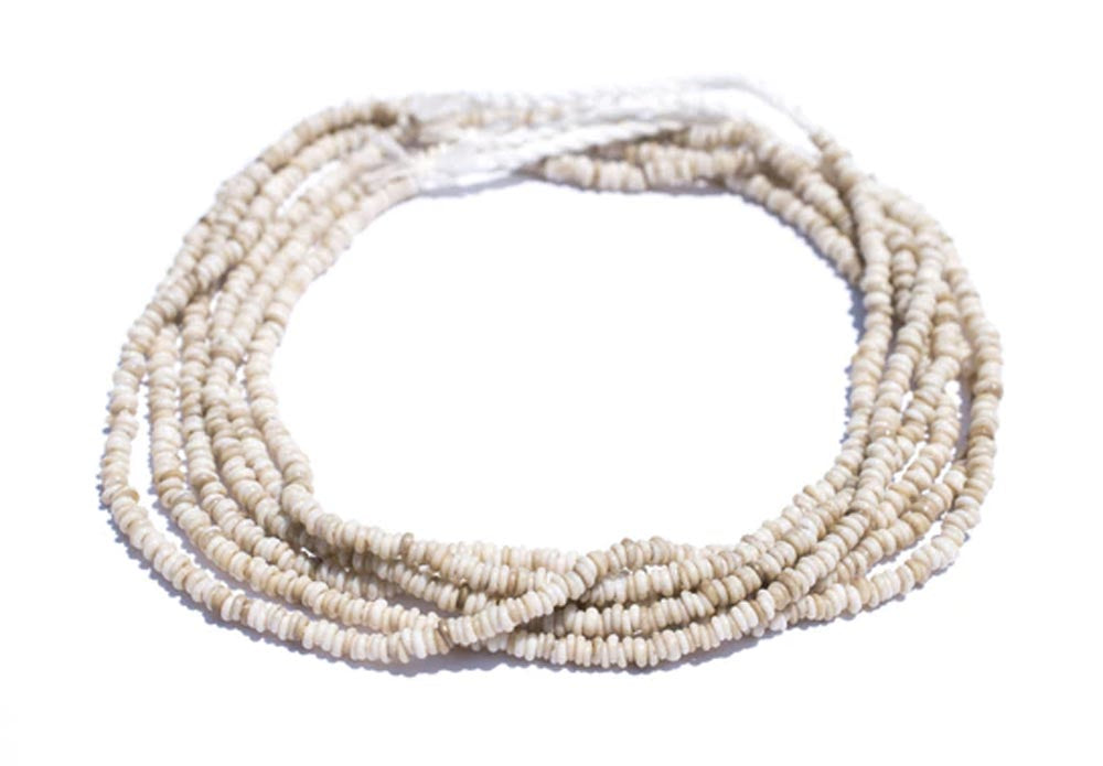 GA191-JVA: Rustic White Java Glass Heishi Beads