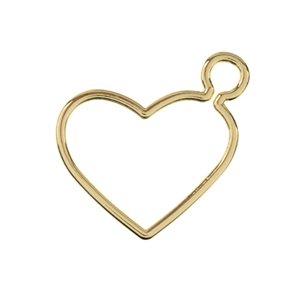 DZ1405-11: Beadwork Findings Gold Heart 24x25mm 5PPK