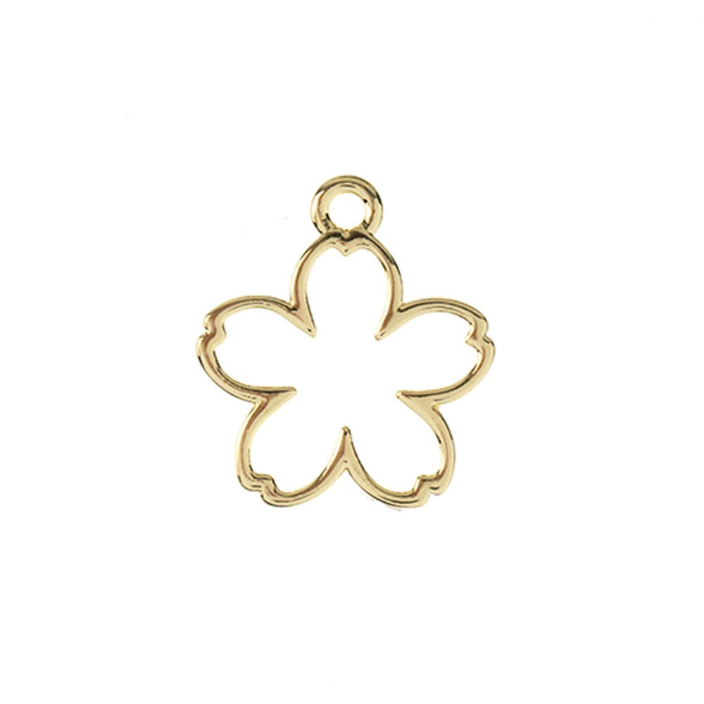 DZ1405-14: Beadwork Findings Gold 5 Petal Flower 15x17mm 7PPK