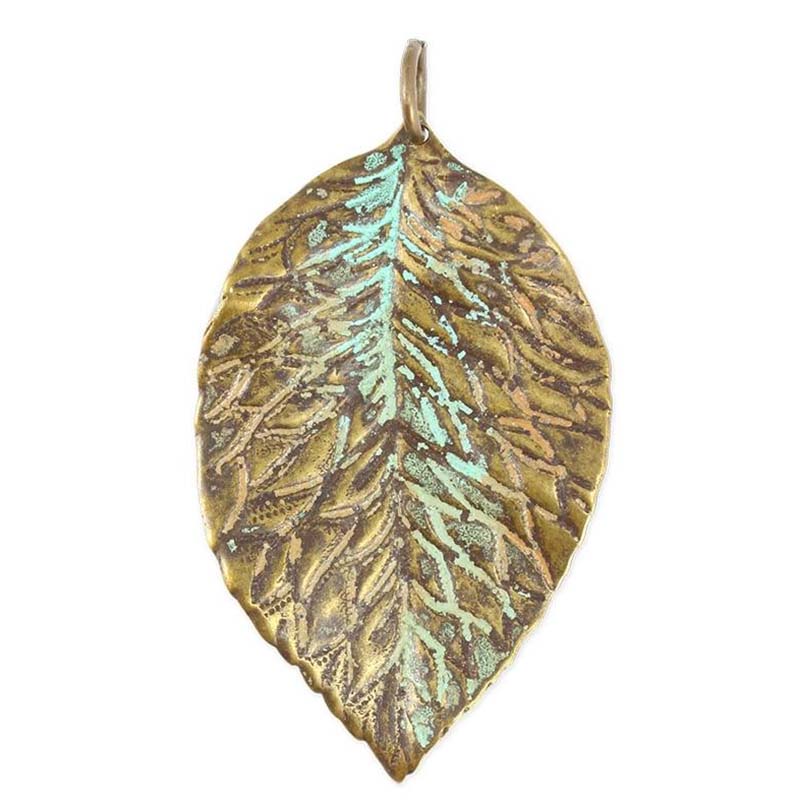 VJ0214-PX: Vintaj Natural Brass Hibiscus Leaf 34x55mm