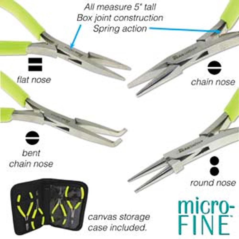 TL5900-SET: Plier Set MICRO-FINE W/SPRINGS 4PC