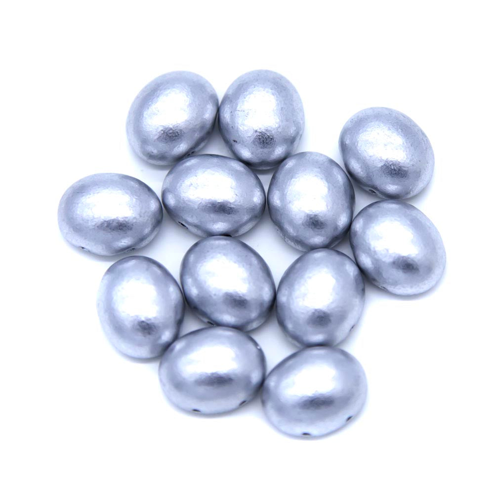 34CA915-ME: Cz Candy Ov 2-H Silky Silver 10x12mm 12Pc