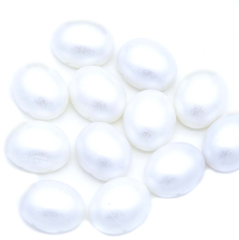 34CA612-P: Cz Candy Ov 2-H White Pearl 10x12mm 12Pc