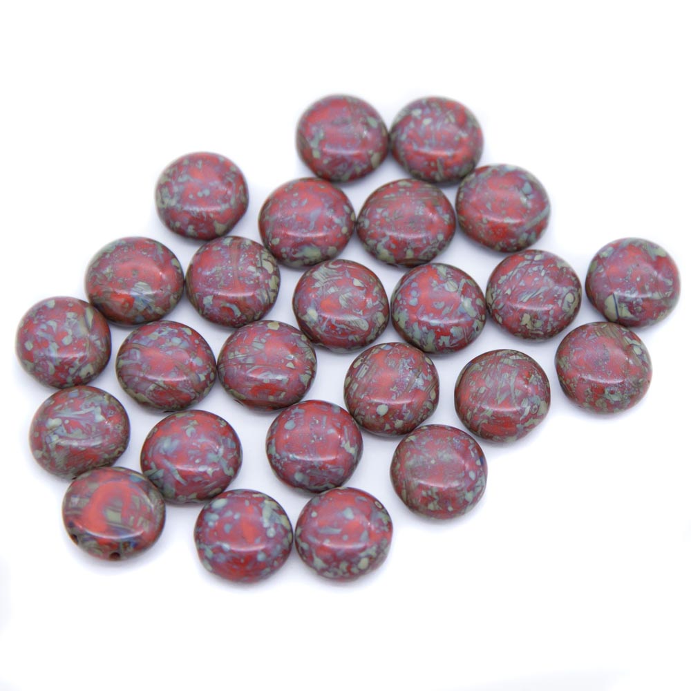 12CA141-52: CZ Candy 2 Hole Red W/Stone 12mm 25PPK