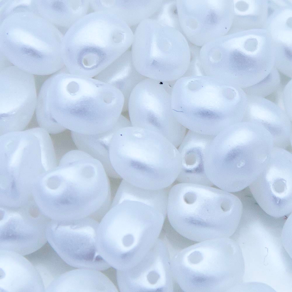 30CA612-P: CZ Candy Oval 2-Hole White Pearl 4x6mm 50PPK