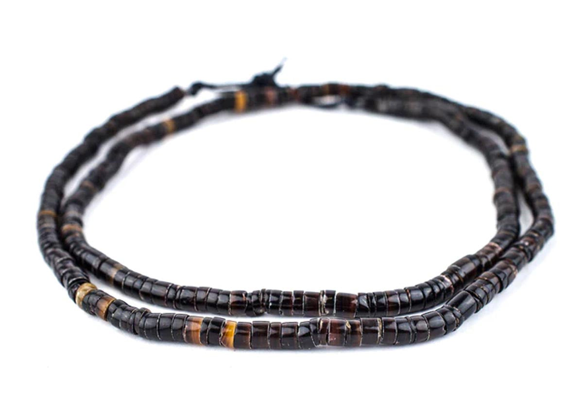 GA130-SHLBLK:  Natural Shell Heishi Beads BLACK 5mm