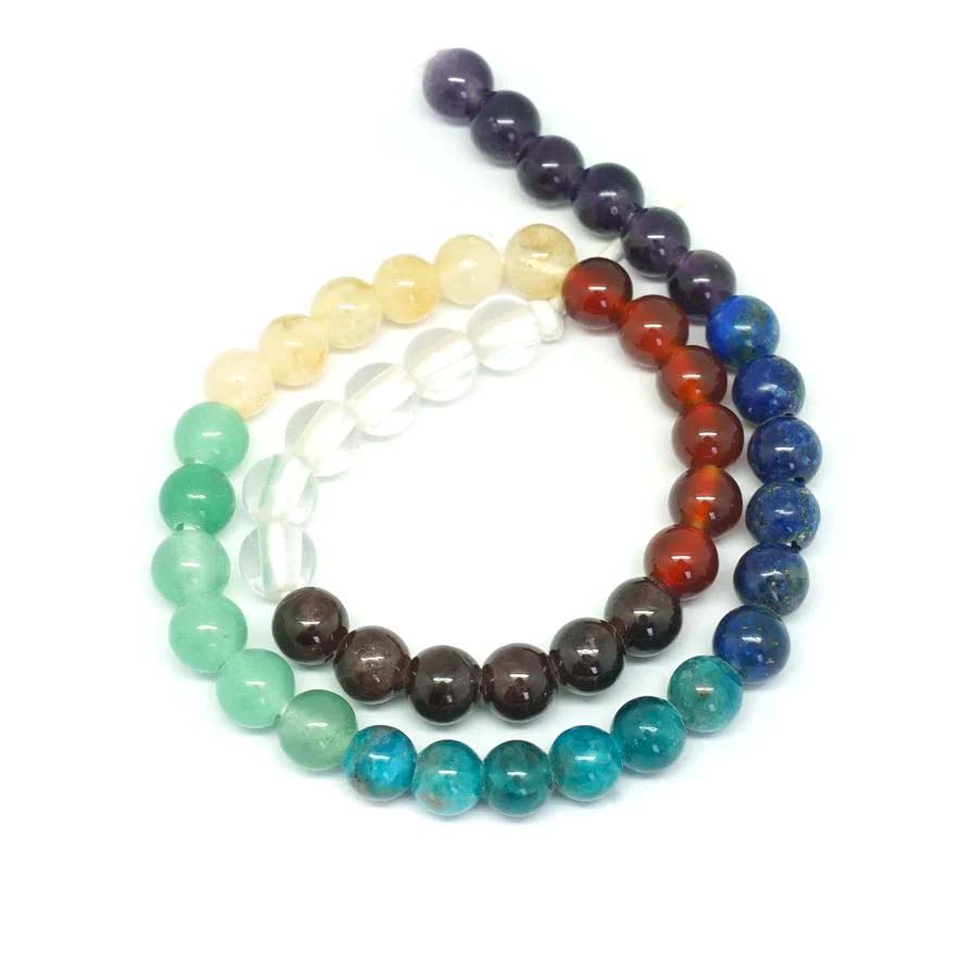 10ST525-CL: Chakra Banded Stone Round Large Hole 10mm