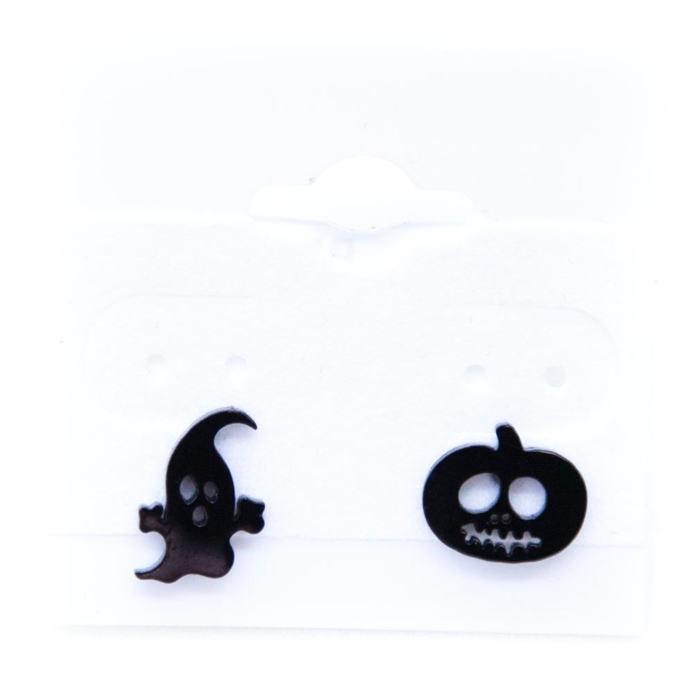 EAR6-BLK: Black Ghost/Pumpkin Earring 10mm Stainless