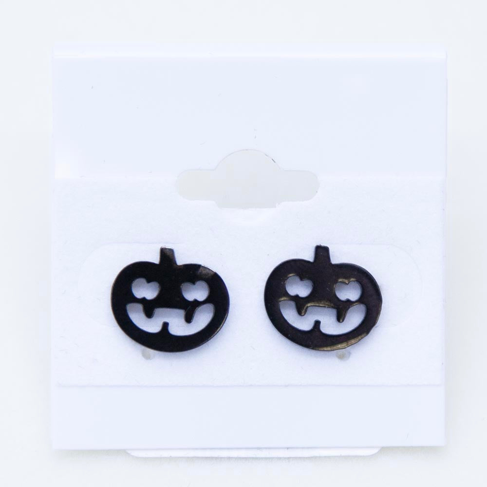 EAR7-BLK: Black Jack O Lantern Earring 10mm Stainless