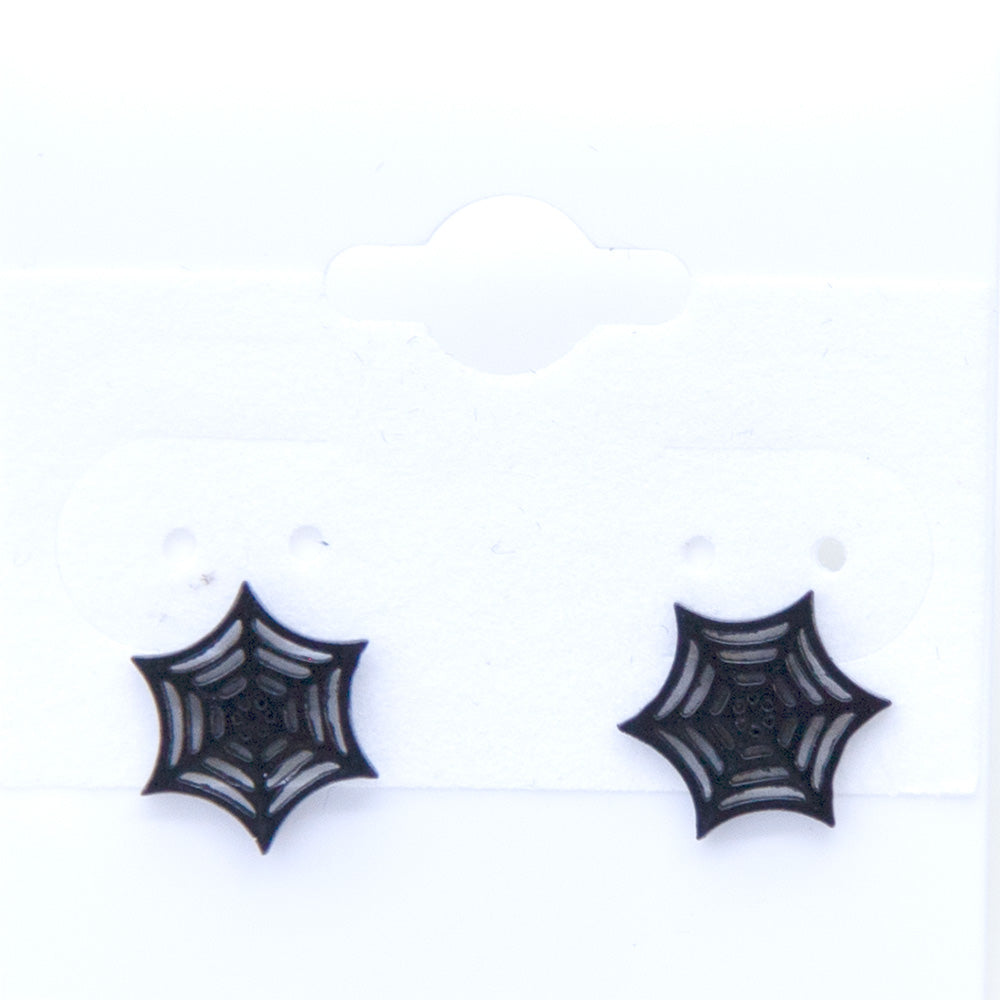 EAR5-BLK: Black Spiderweb Earring 9mm Stainless