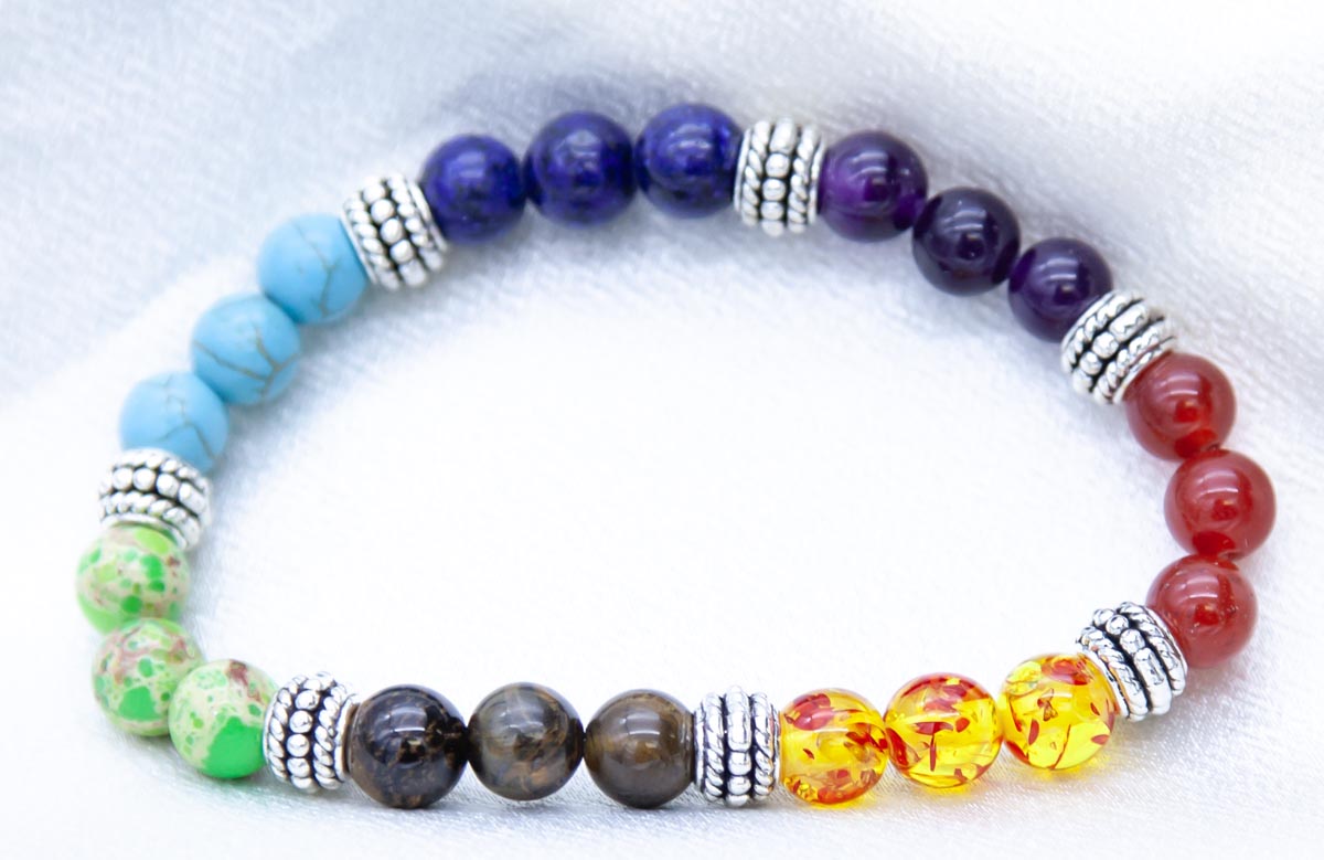 ST5703-CHK2: Chakra Stretch Bracelet 7 inch