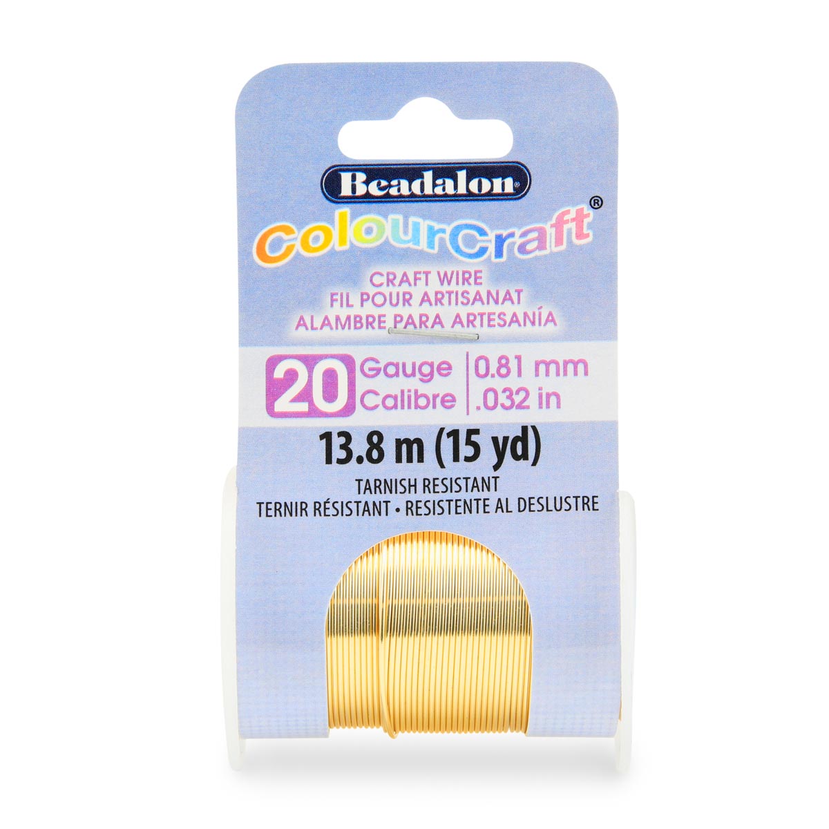 CW185A-020: ColourCraft Wire 20 Gold Color TR SPL 15 yd