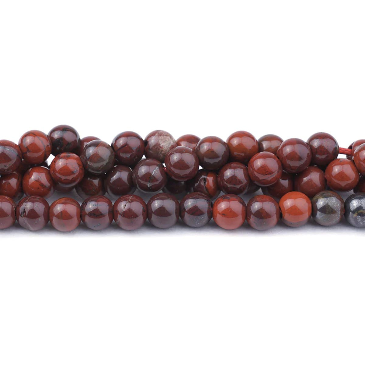 6ST455-8LH: Red Jasper 6mm Round Large Hole 8"