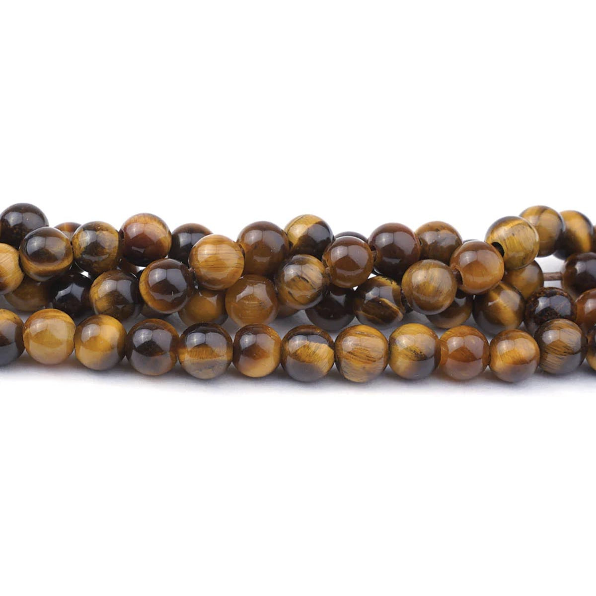 6ST400-8LH: Tiger Eye 6mm Round Large Hole 8"