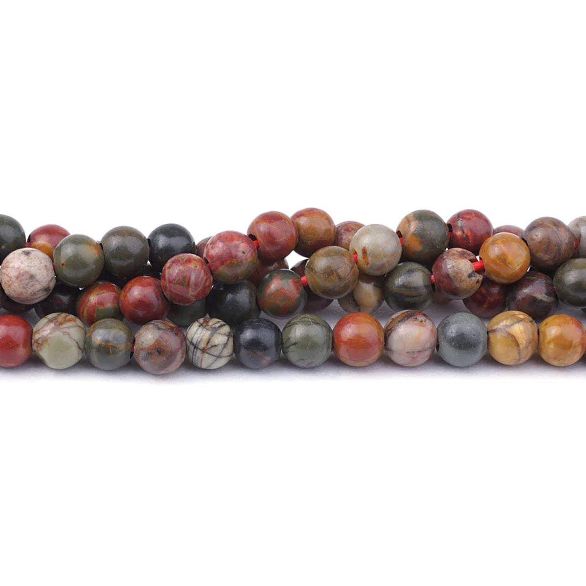 6ST451-8LH: Red Creek Jasper Round 6mm Large Hole 8 Inch Strand