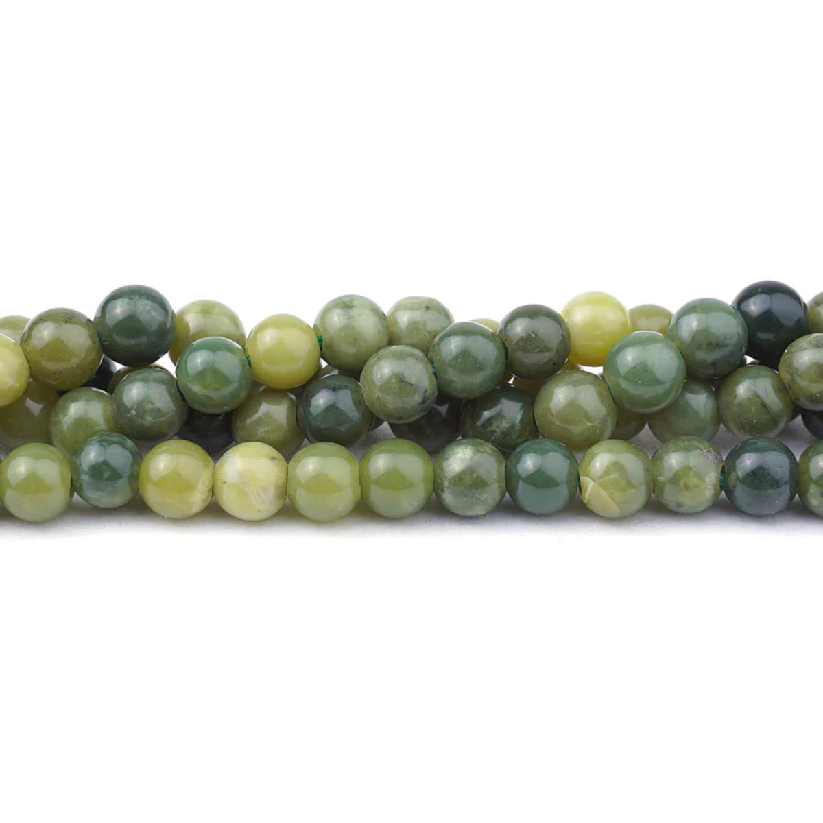 6ST406-8LH: Canadian Jade Round 6mmLarge Hole 8 Inch Strand