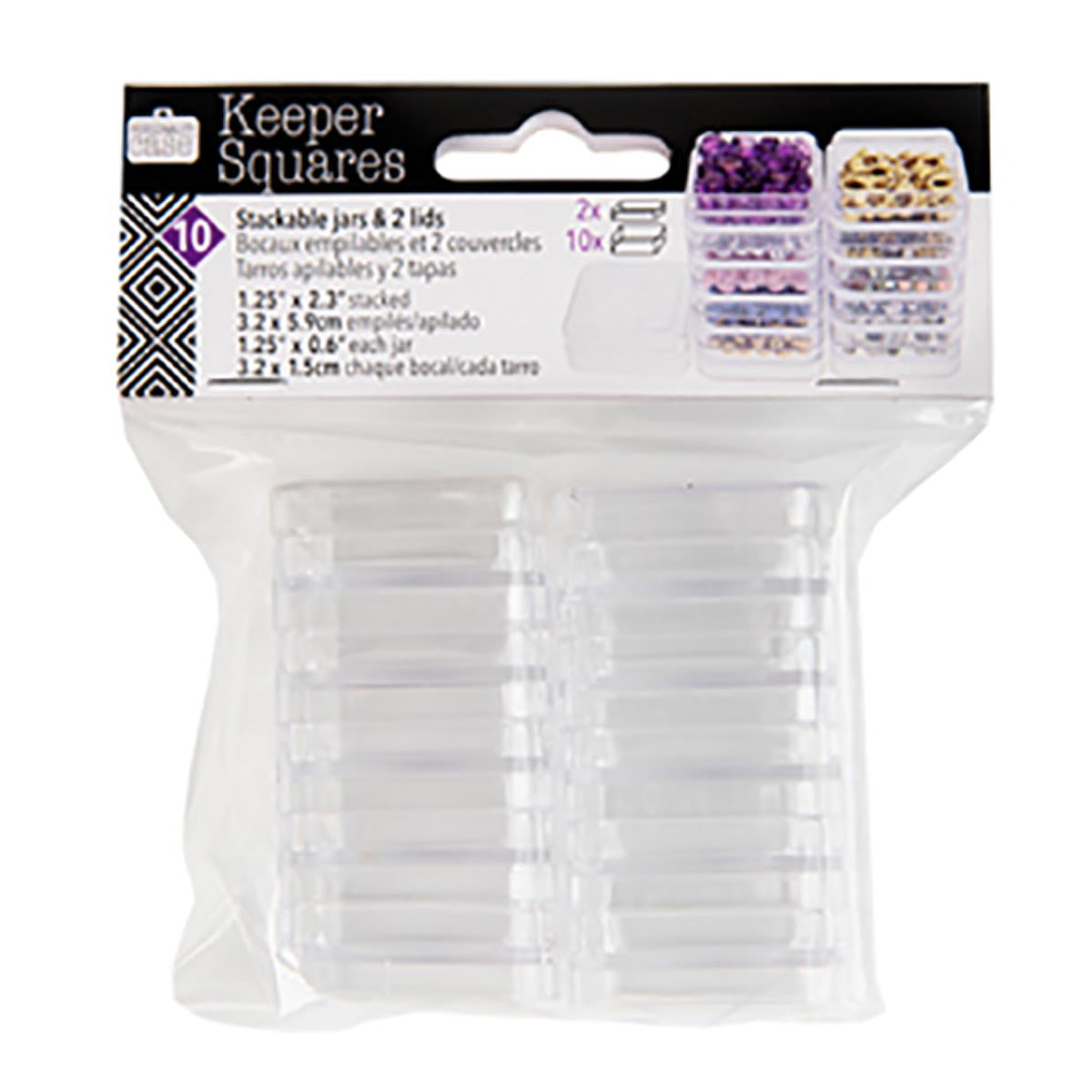 BC1010-ORG: SQUARE STACKER JARS 2 STACKS 1.25X2.3 W/2 LID