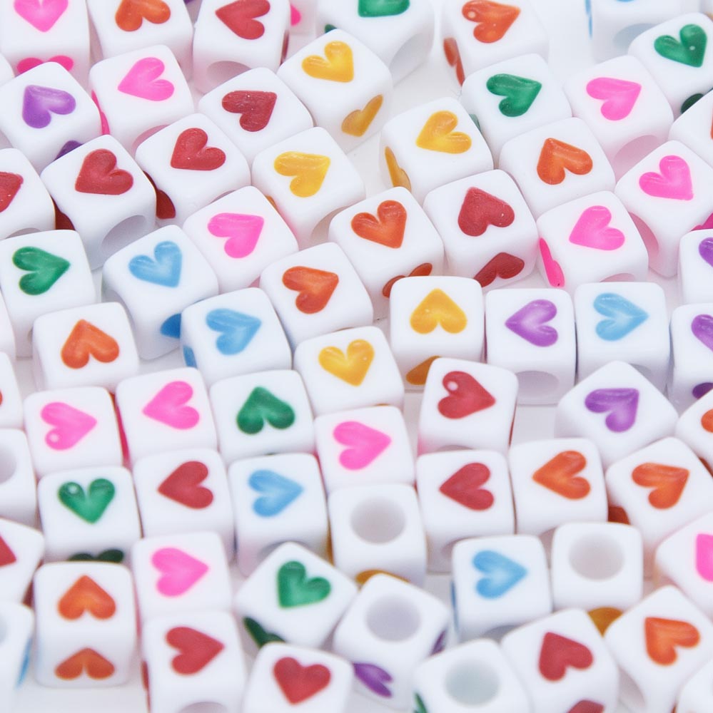 PL200-3: Acrylic Hearts Mix Square 6x6mm 4mm Hole