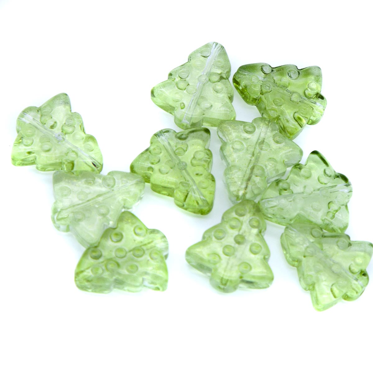 AL301-283: Glass Christmas Tree Bead Peridot 15x16mm