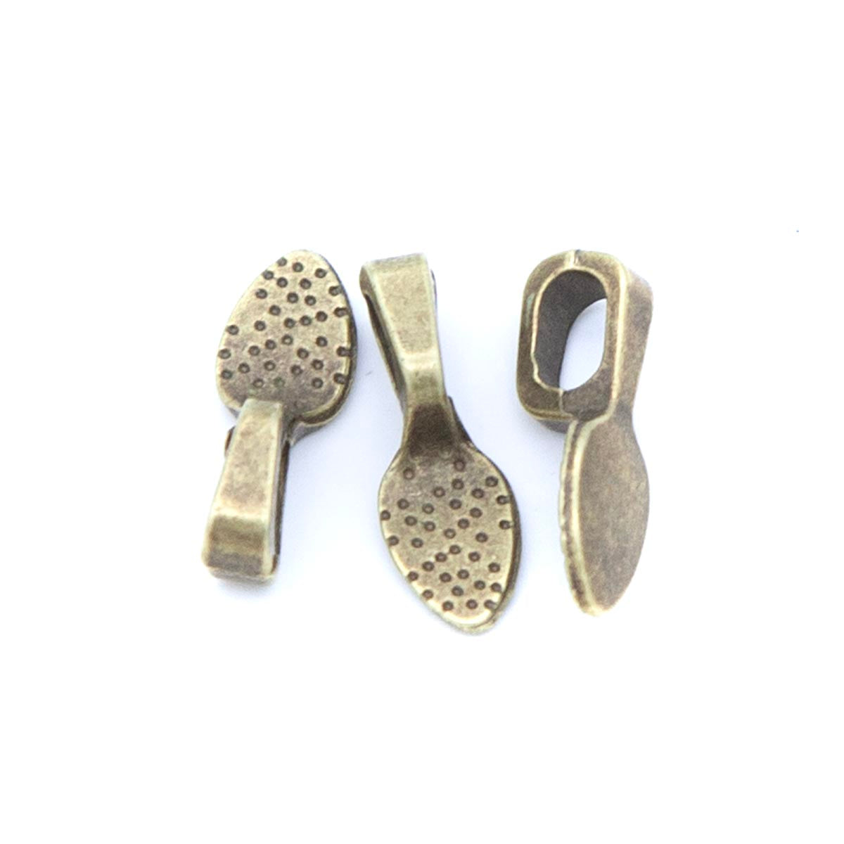 FI385-6AB: Zinc Alloy Glue On Bail Ant Brass 15mm 10 Pcs